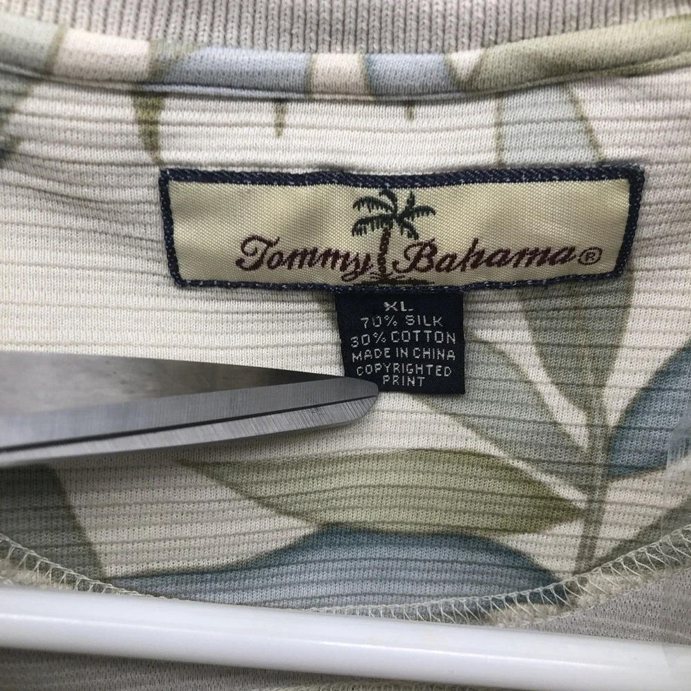 Tommy Bahama Silk Blend Polo Shirt Floral Tropical Print Resort Wear XL